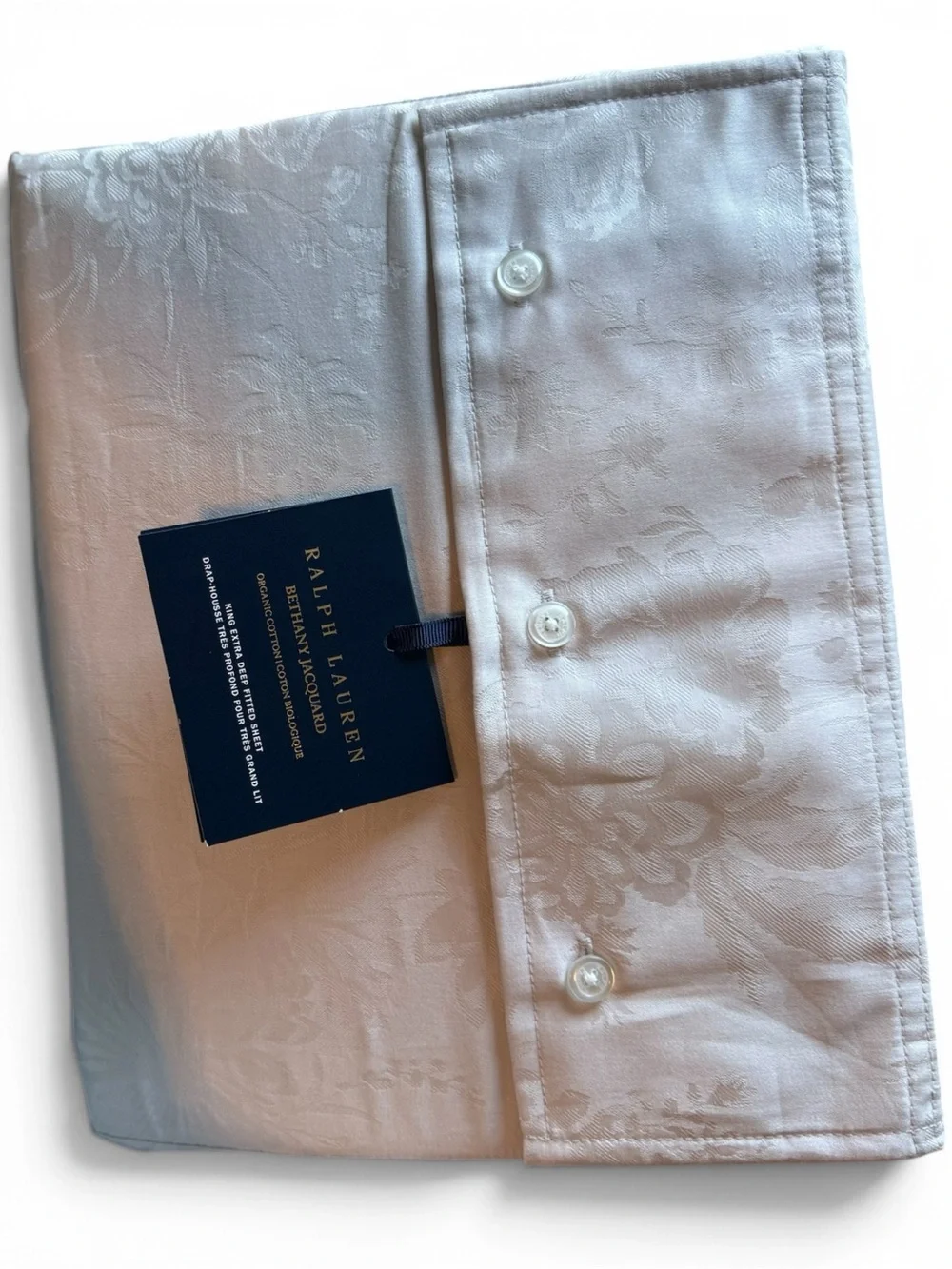 Ralph Lauren Home Bethany Jacquard King Extra Deep Fitted Sheet NWT